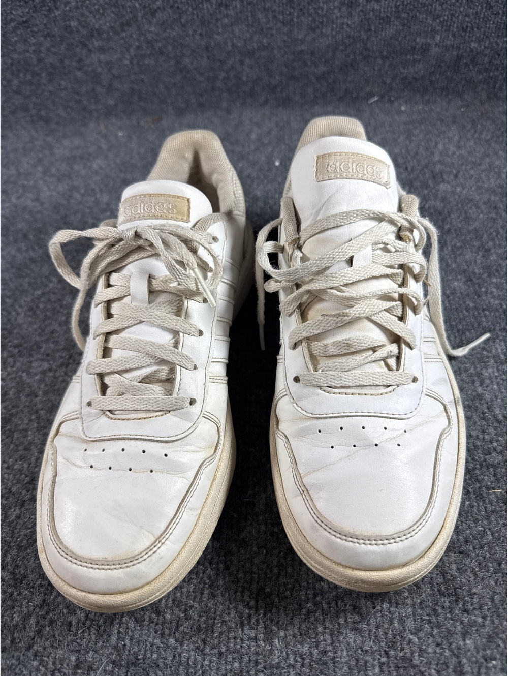 Adidas Mens Size 8.5 White Leather Low Top Lace Up Casual Sneakers